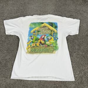 Margaritaville Shirt Mens Medium White Green No Shoes No Shirt No Problem